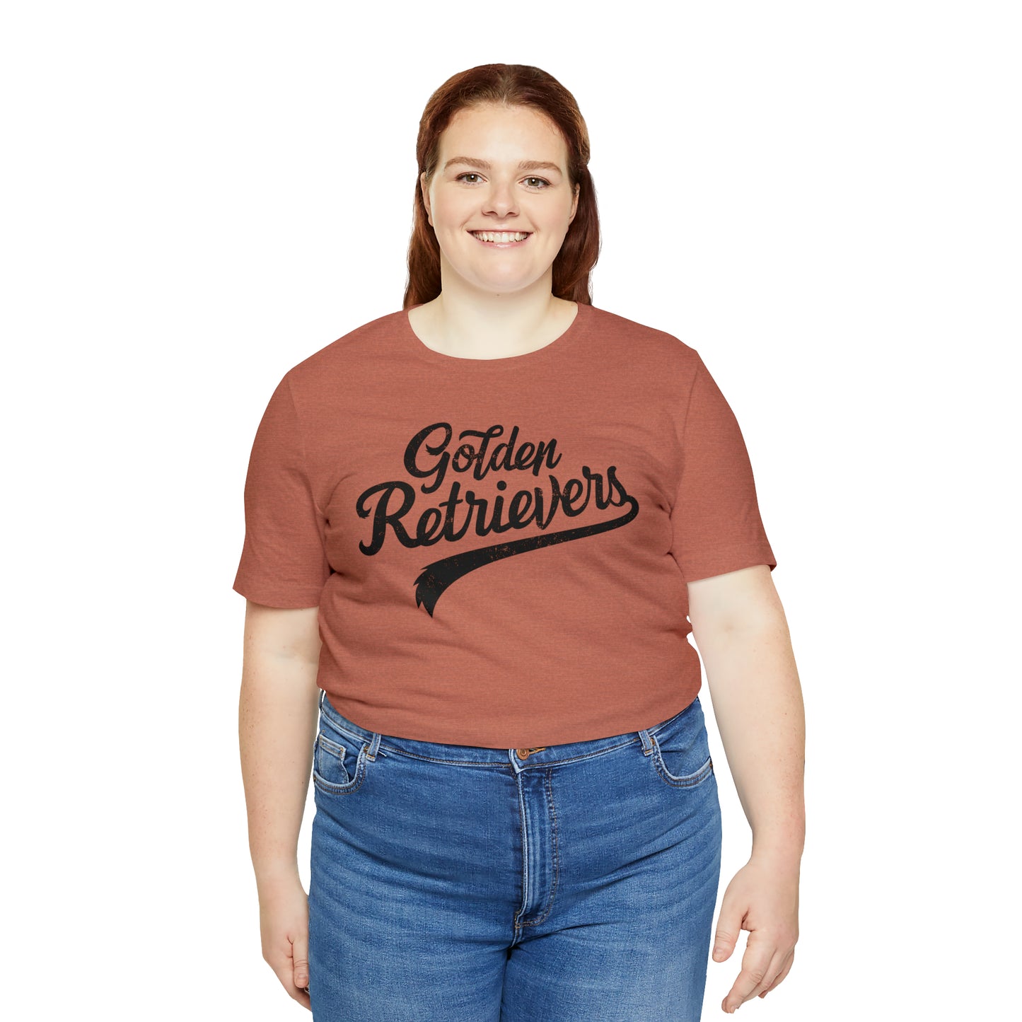 Golden Retrievers Script Unisex Tee, with Distressed Black Print