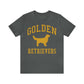 Golden Retrievers Collegiate Unisex Tee, with Distressed Gold Print