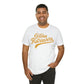 Golden Retrievers Script Unisex Tee, with Distressed Gold Print