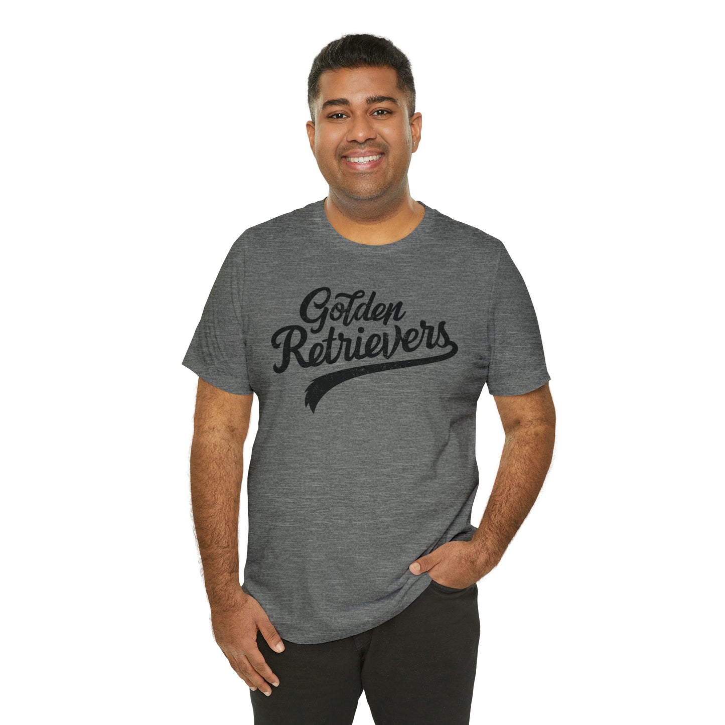 Golden Retrievers Script Unisex Tee, with Distressed Black Print