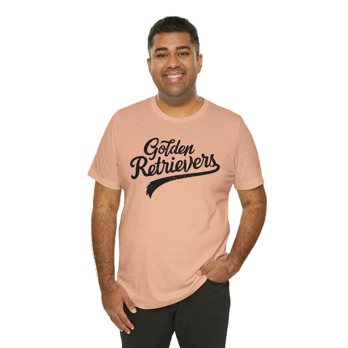 Golden Retrievers Script Unisex Tee, with Distressed Black Print