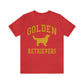 Golden Retrievers Collegiate Unisex Tee, with Distressed Gold Print
