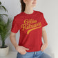 Golden Retrievers Script Unisex Tee, with Distressed Gold Print