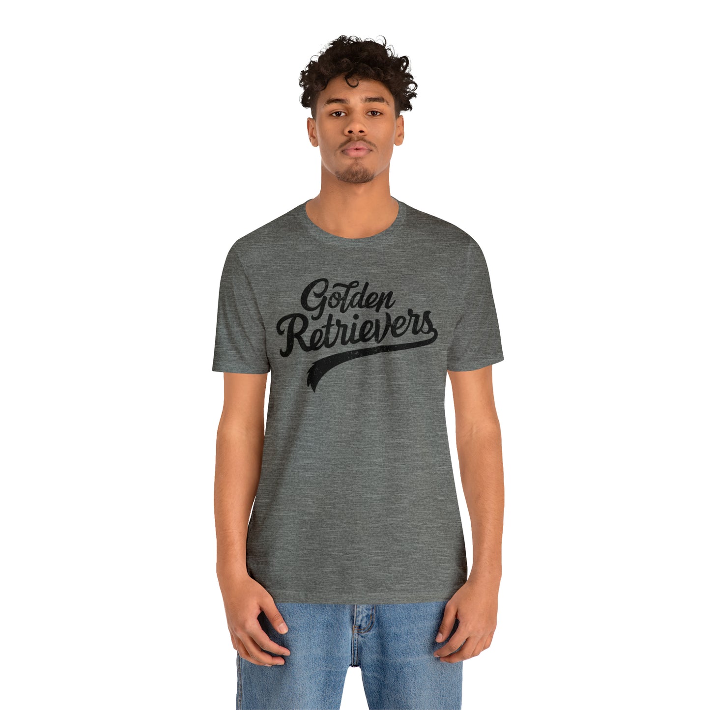 Golden Retrievers Script Unisex Tee, with Distressed Black Print