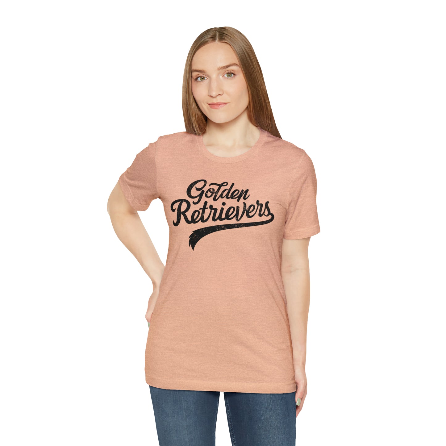 Golden Retrievers Script Unisex Tee, with Distressed Black Print