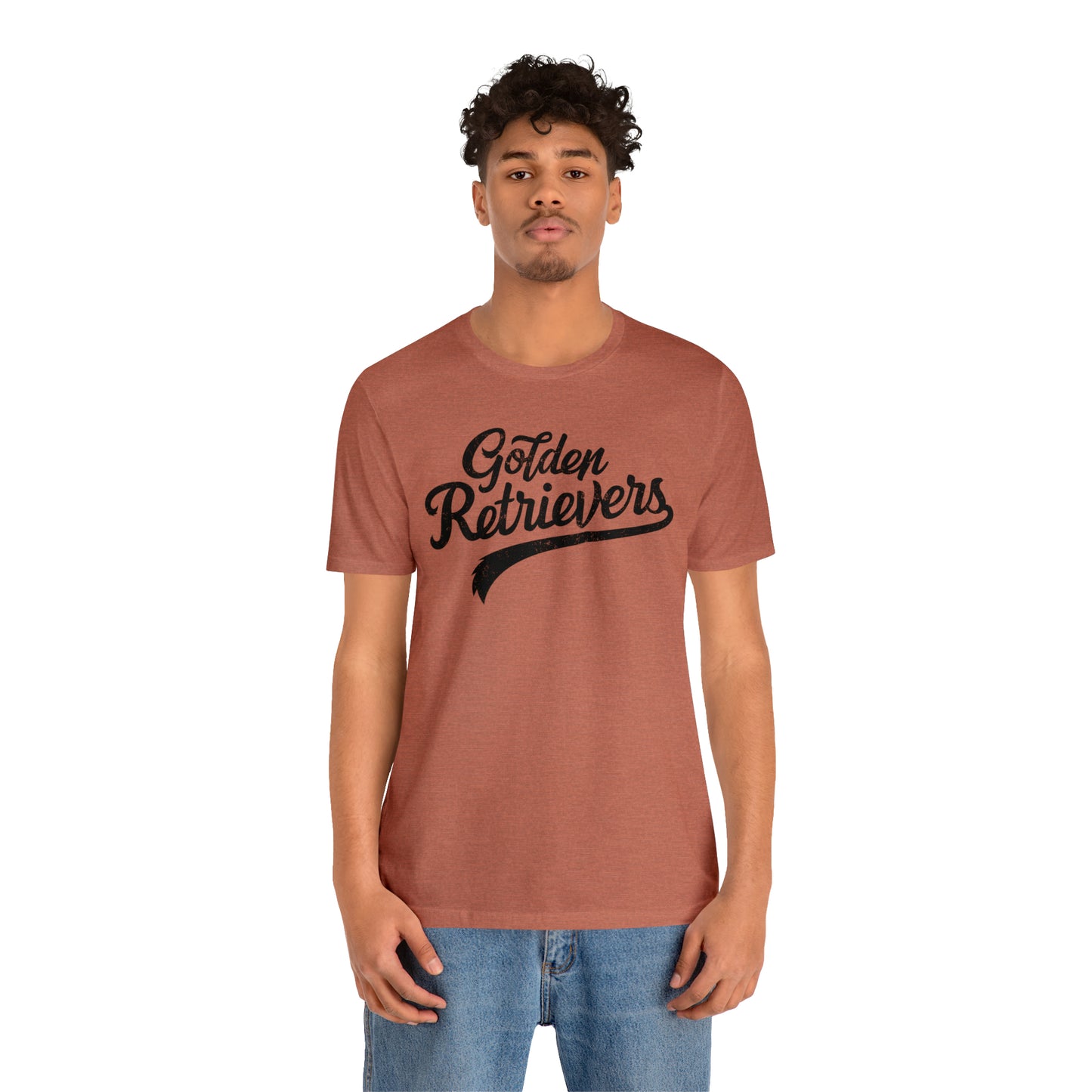 Golden Retrievers Script Unisex Tee, with Distressed Black Print