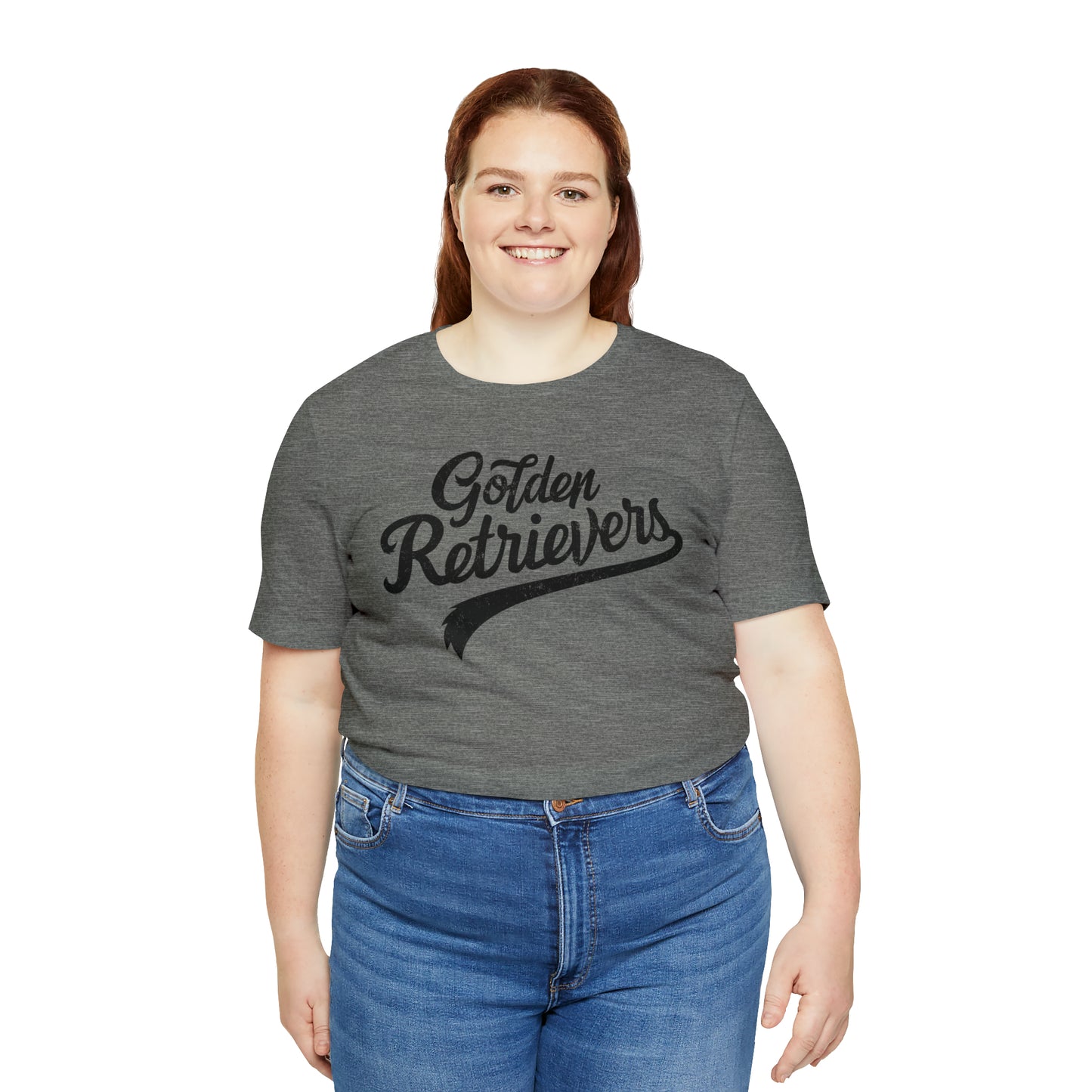 Golden Retrievers Script Unisex Tee, with Distressed Black Print