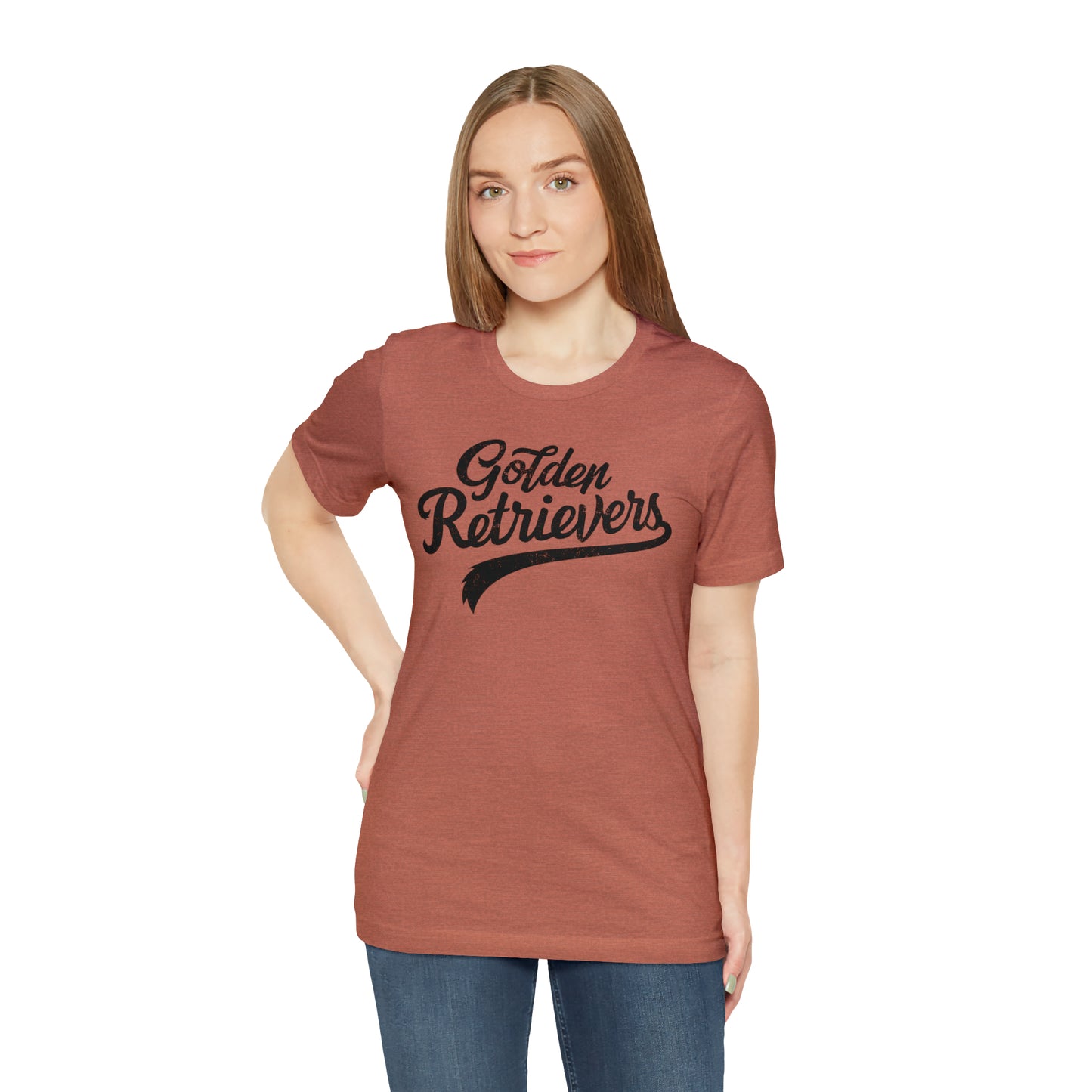 Golden Retrievers Script Unisex Tee, with Distressed Black Print