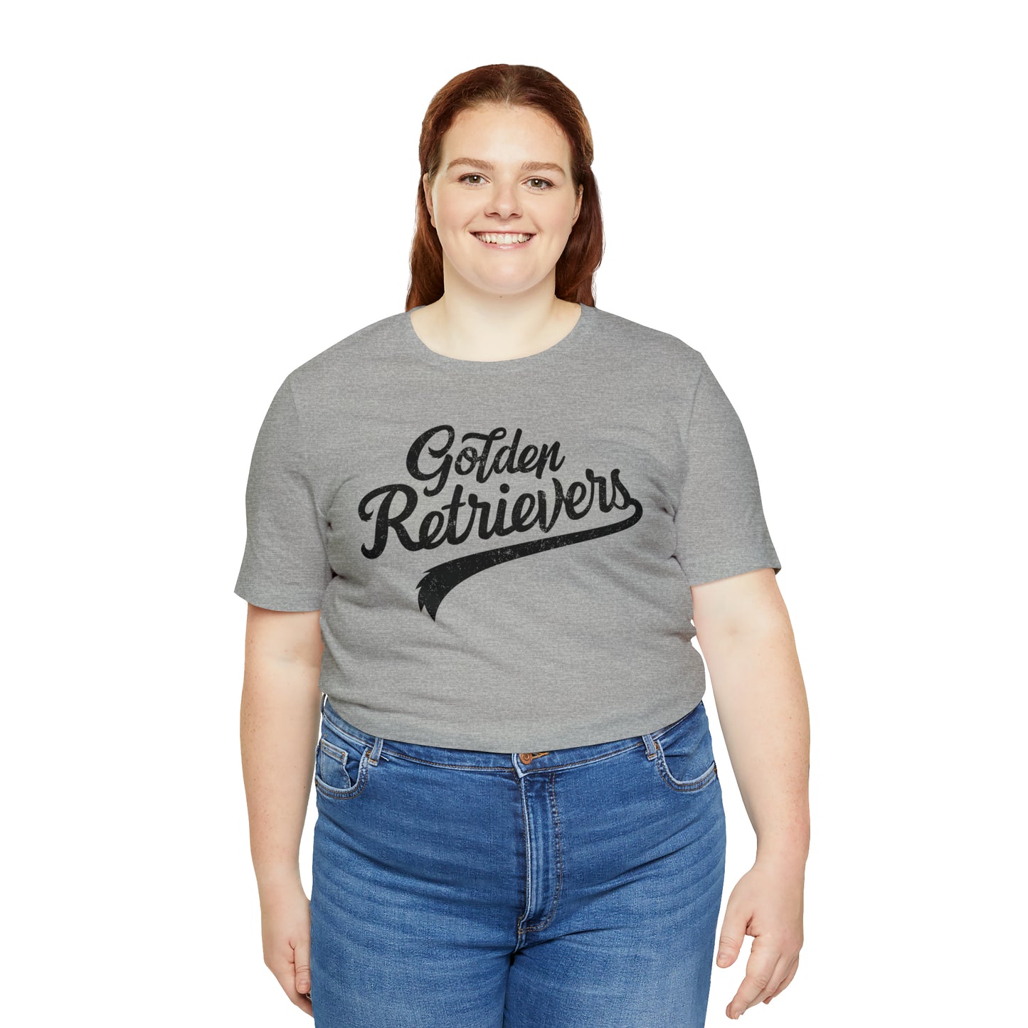 Golden Retrievers Script Unisex Tee, with Distressed Black Print