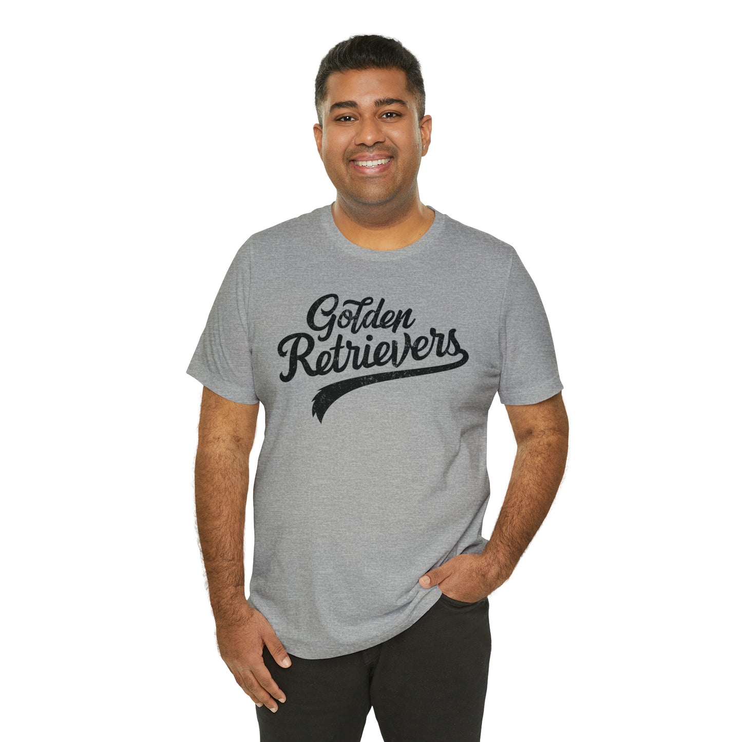 Golden Retrievers Script Unisex Tee, with Distressed Black Print