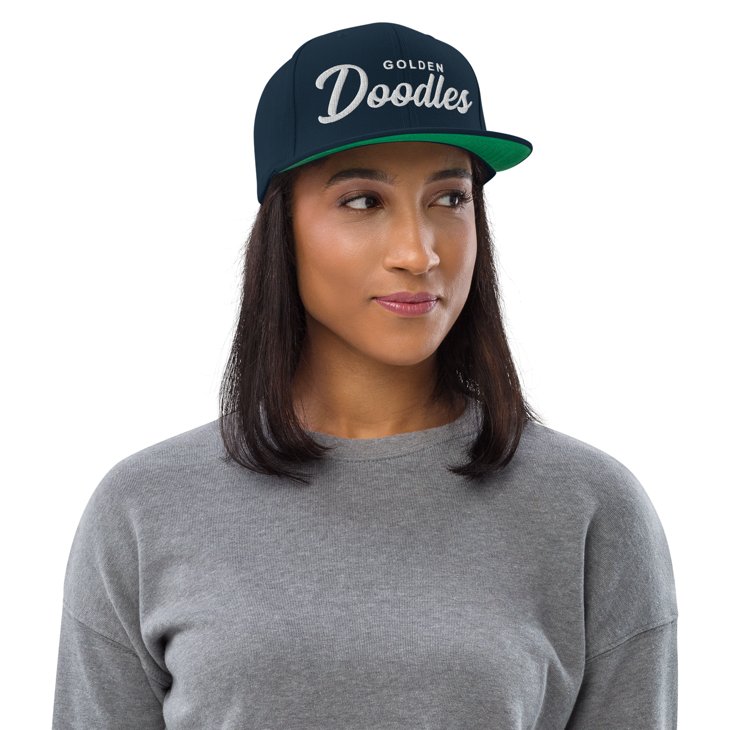 Golden Doodles Retro Snapback, White Embroidered Print