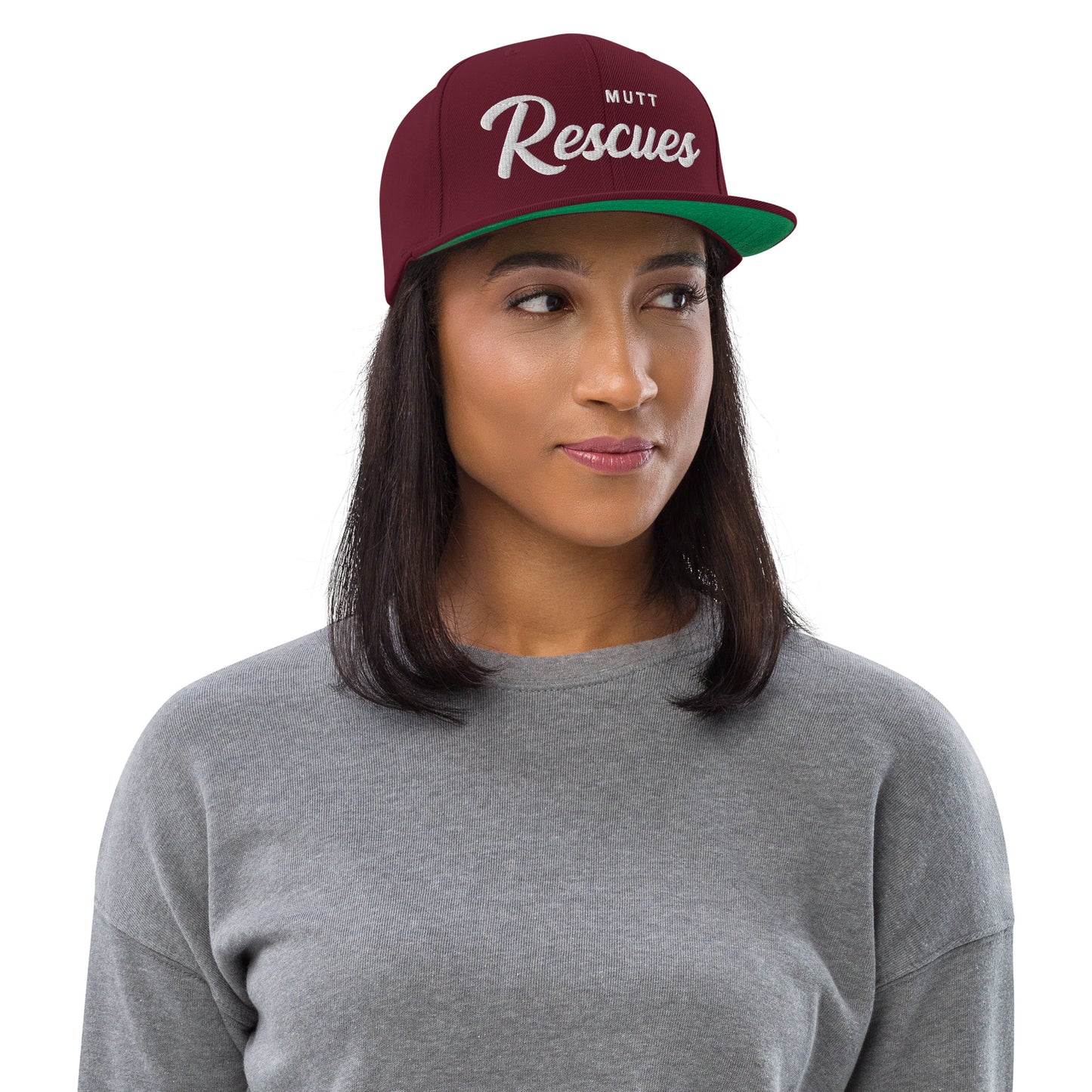 Mutt Rescues Retro Snapback, Embroidered Print
