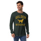 Golden Retrievers Collegiate Unisex Long Sleeve Tee, with Distressed Gold Print