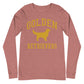 Golden Retrievers Collegiate Unisex Long Sleeve Tee, with Distressed Gold Print