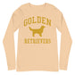Golden Retrievers Collegiate Unisex Long Sleeve Tee, with Distressed Gold Print