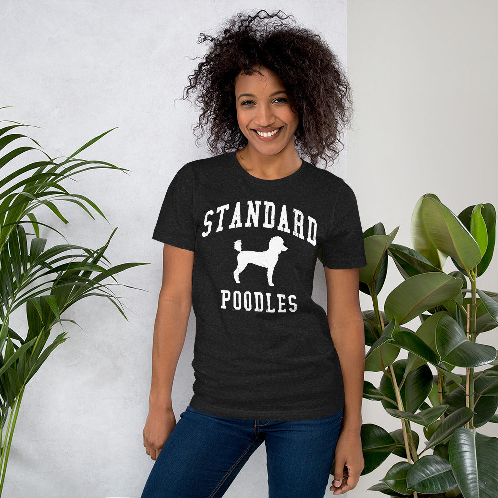 Standard Poodles, Collegiate Unisex Short Sleeve Tee, Classic Colors, Distressed Print