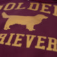 Golden Retrievers Collegiate Hoodie, Burgundy with Distressed Gold Print