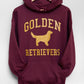 Golden Retrievers Collegiate Hoodie, Burgundy with Distressed Gold Print