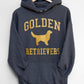 Golden Retrievers Collegiate Hoodie, Dark Heather Gray with Distressed Gold Print