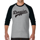 Doggies Baseball Style T-Shirt, Heather Gray with Distressed Black Lettering