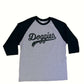 Doggies Baseball Style T-Shirt, Heather Gray with Distressed Black Lettering