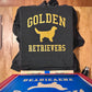 Golden Retrievers Collegiate Hoodie, Dark Heather Gray with Distressed Gold Print
