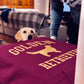 Golden Retrievers Collegiate Hoodie, Burgundy with Distressed Gold Print