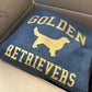 Golden Retrievers Collegiate Hoodie, Dark Heather Gray with Distressed Gold Print