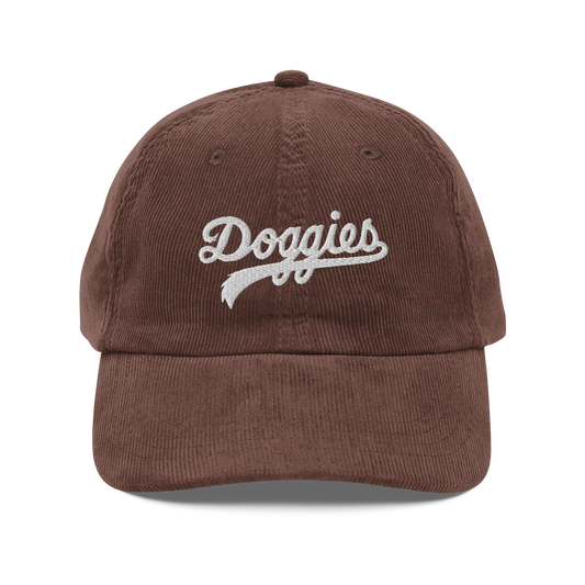 Doggies Vintage Corduroy Hat, Embroidered Print